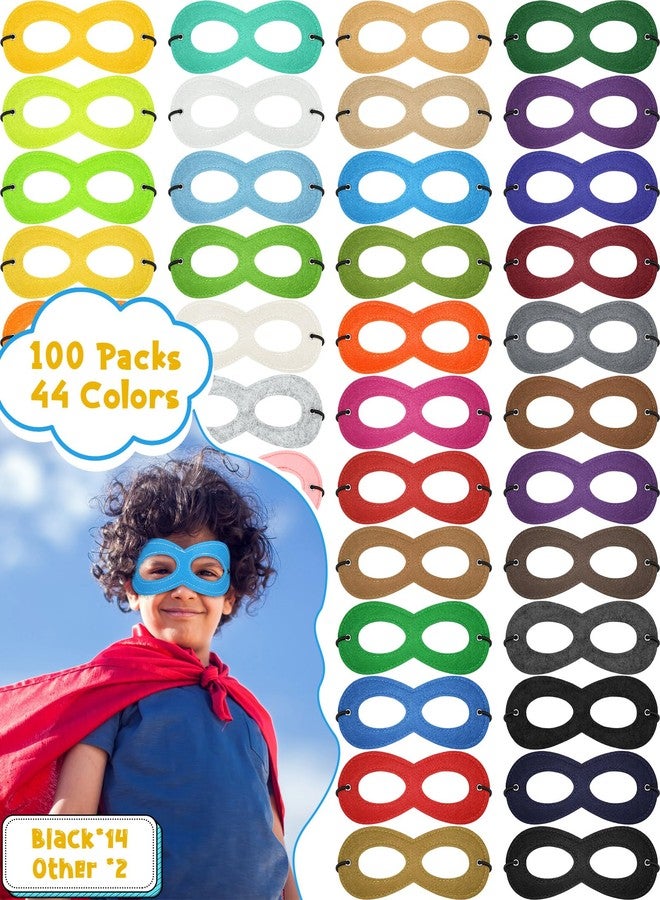 جاجيلي قناع عين من اللباد من JaGely، 100 قطعة، متعدد الألوان، قابل للتعديل، مناسب للحفلات، مزود بحبل مطاطي، مثالي لأعياد الميلاد ومهرجان ماردي غرا (ألوان متنوعة). - Image 3